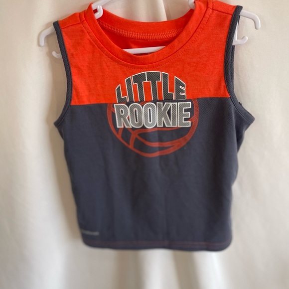 Kids Athletica Driworks “little rookie” tank Shirt  orange/gray NWOT SIZE 3T - Picture 2 of 7
